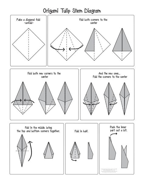 Origami Tulip Paper Sizes And Diagram
