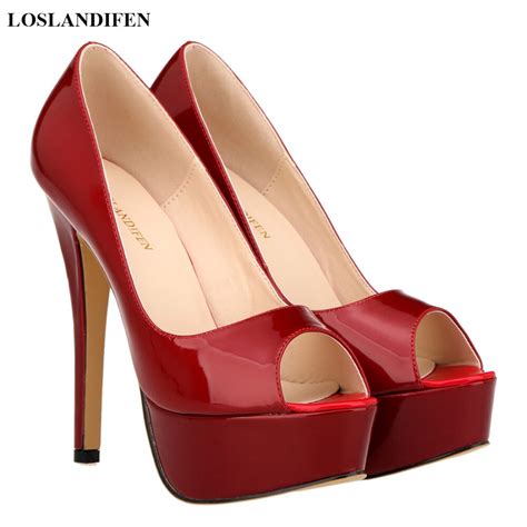 Leather Stiletto Heels Pumps Red Platform Stiletto Patent Shoes Women Patent Aliexpress