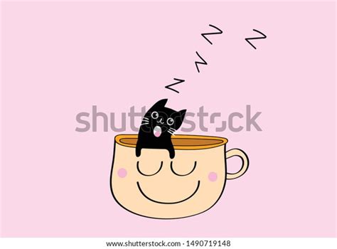 Cute Sleep Cup Coffee Cartoon Vector Stock Vector Royalty Free 1490719148