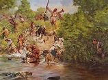 "Ensign Downing's Escape" Battle of Wyoming, July 3, 1778 - Canvas ...