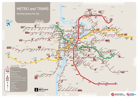 Большая подробная карта общественного транспорта Праги Прага большая подробная карта