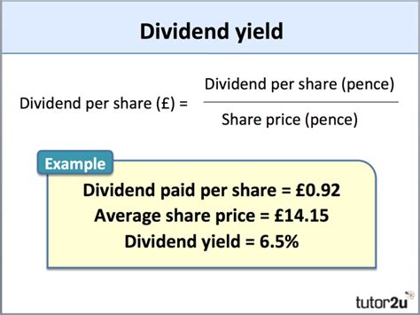 4 ﻿ this is a simple way of calculating how valuable a company is to traders at that moment. Dividend Yield | tutor2u Business