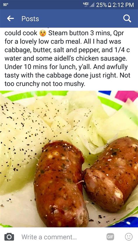 Add smoked sausage and 1 cup of water to a large sauté pan. Cabbage and chicken sausage | Aidells chicken sausage, Chicken sausage, Low carb recipes