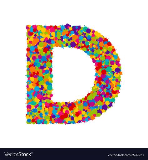 Colorful Paint Splashes Font Letter D Royalty Free Vector