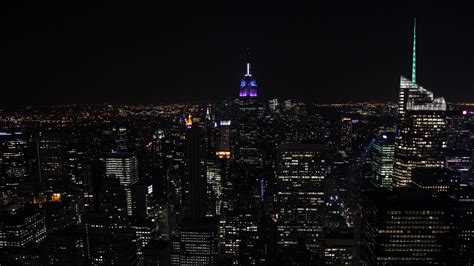 Night City City Lights Skyscrapers Night Skyline New York Usa 4k