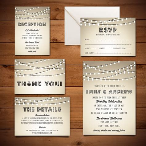 Wedding Invitation Suite Printable Template Instant