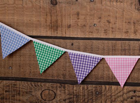 Gingham Plaid Bunting Pennant Flags Banner Colourful Nursery Etsy