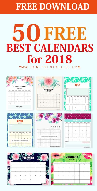 Blank monthly, weekly and daily calendar pages. Top 50 Printable Calendar 2018 for Free Download! - Home ...