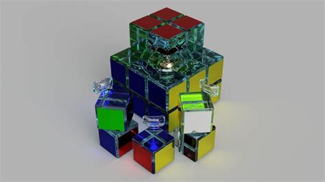 Clear Glazed Glass Rubiks Cube Download Free 3d Model By