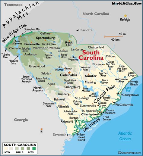 Map Of South Carolina Large Color Map