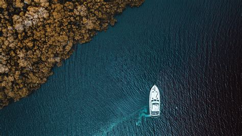 Boat Aerial View From Sky Hd Nature 4k Wallpapers Images