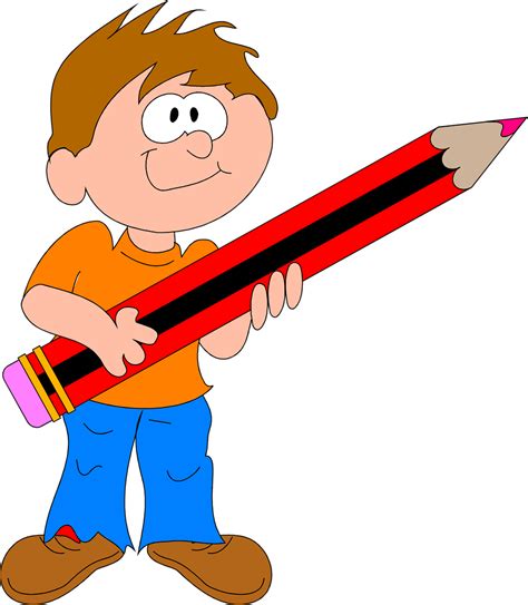 Cartoon Boy Pencil Drawing Clip Art Library