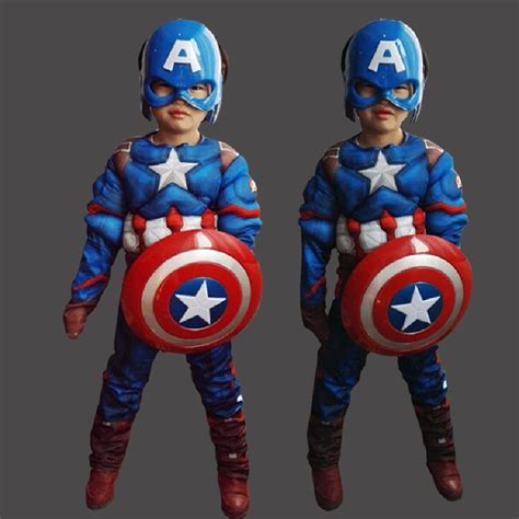 Superhero Muscle Captain America Clothes Jumpsuit Avengers Kids Cosplay