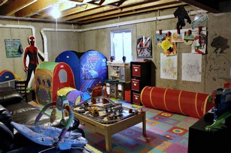 Unfinished Basement Ideas Cozy Playroom For Kids Unfinished