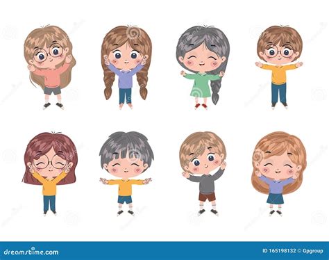 Isolated Set Of Kids Cartoons Vector Design Stock Vector Illustration