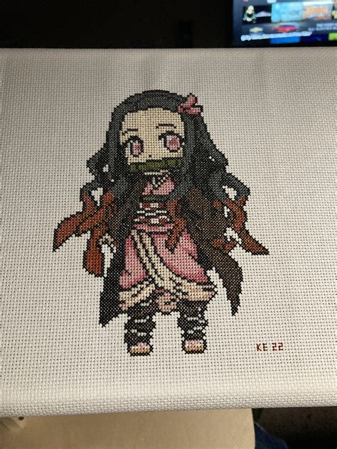 Fo Finished Nezuko From Demon Slayers Pattern By Cross Stitch Quest