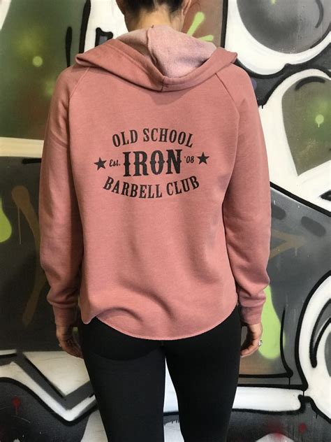barbell club zip up hoodie old school iron