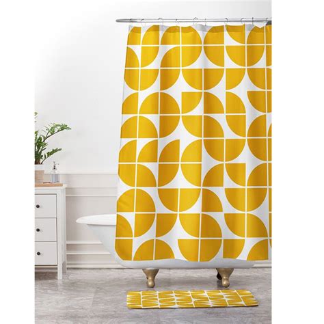 Geometric Shower Curtain Yellow Shower Curtain Abstract Etsy