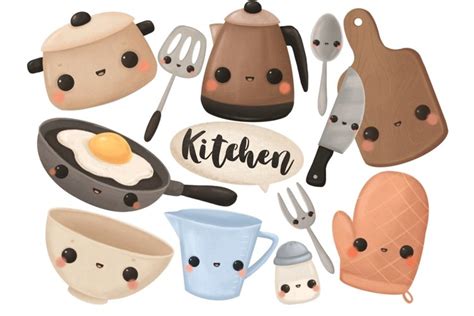 Cute Kitchen Clip Art Kawaii Cooking Utensils Kichen Png