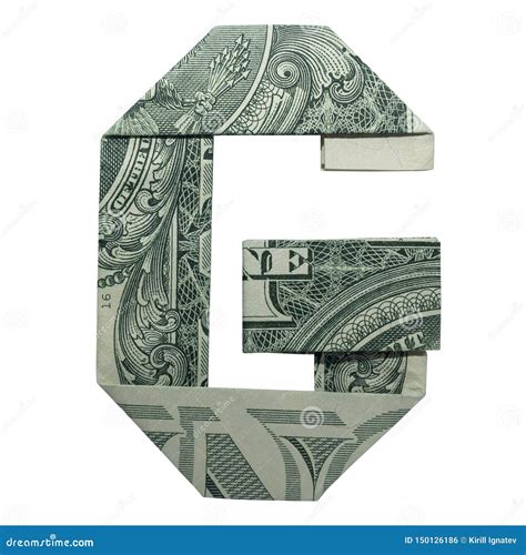 Money Origami Letter G Character Folded With Real One Dollar Bill