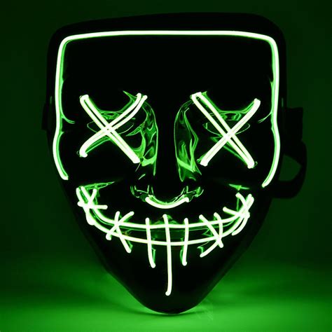 Led Halloween Neon Mask Light Up Purge Mask Skull Funny Costume