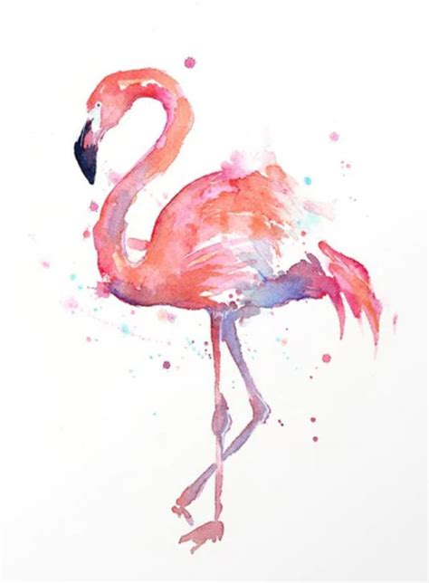 Flamingo Watercolour Abstract Art Interior Art Artwork Hand