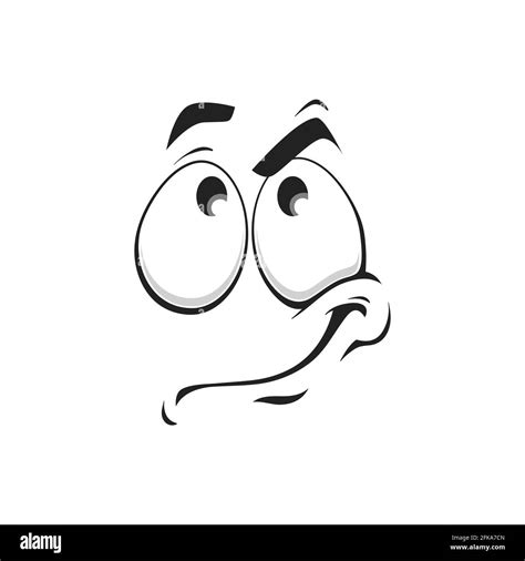 Cartoon Face Vector Icon Funny Thinking Emoji Thoughtful Tense Facial