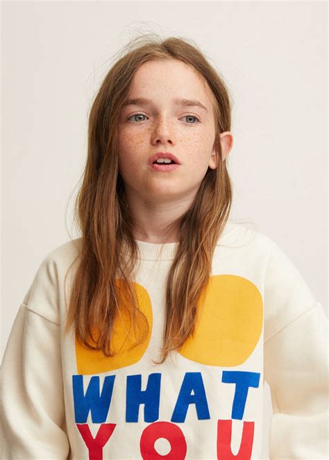 Mango Velvet Message Sweatshirt 13 14 Years 164cm Kids Fashion