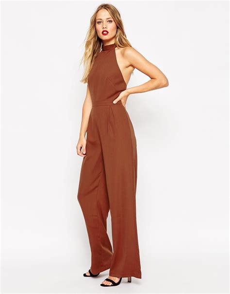 Asos Halterneck Jumpsuit With Wide Leg At Fashion Halter