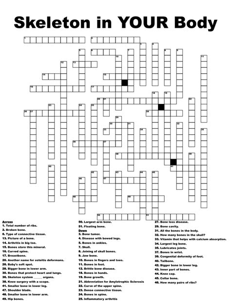 Bone Anatomy Crossword Human Anatomy Bones Crossword Puzzle Britannica