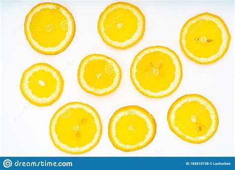 Fresh Lemon Slices With Leaves Isolated On White Background Stock Photo
