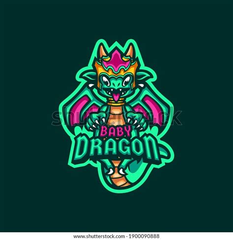Baby Green Dragon Mascot Logo Gaming Stock Vector Royalty Free