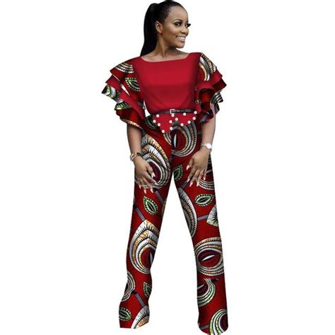 African Clothing Jumpsuit Women Ruffles Sleeve Jumpsuit Dashiki Cotton X11516 Jumpsuits For