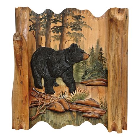 Lighten up your lilies, add spice to your spices, and let your sunflowers shine with colorful garden decorations and hanging outdoor décor. Black Bear Forest Carved Wood Wall Art