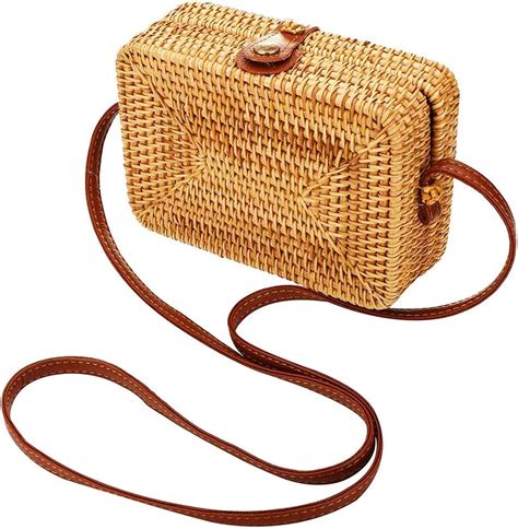 Rattan Bags For Women Handmade Wicker Woven Purse Handbag Circle Boho