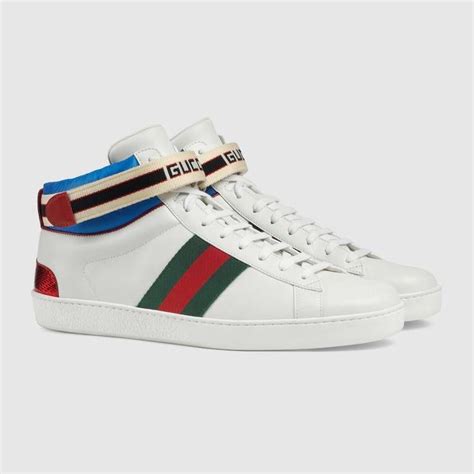 Gucci Mens Ace Gucci Stripe High Top Sneaker