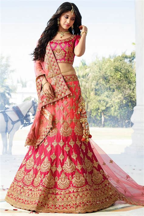Buy Pink Color Silk Wedding Lehenga Choli In Uk Usa And Canada