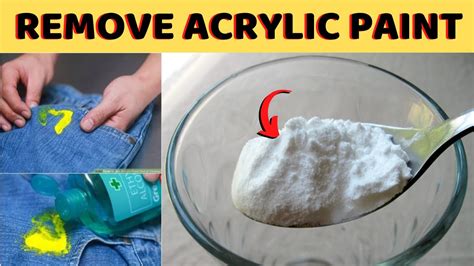 You need to follow the process that turns acrylic paint into a permanent paint. How to Remove Dried Acrylic Paint from Jeans and Fabric ...