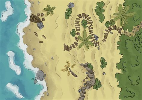 OC Art A Beach Battle Map For My Home Game R DnD