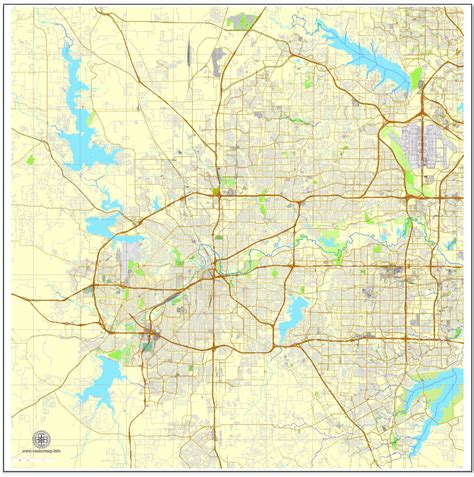 Printable Map Fort Worth Texas Us Exact City Plan Adobe Illustrator