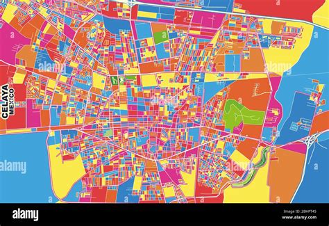 Mapa Vectorial Colorido De Celaya Guanajuato México Plantilla Art
