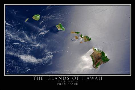 The Hawaiian Islands Hawaii Satellite Poster Map Hawaiian Islands