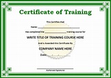 Sample Training Certificate | Free Word Templates