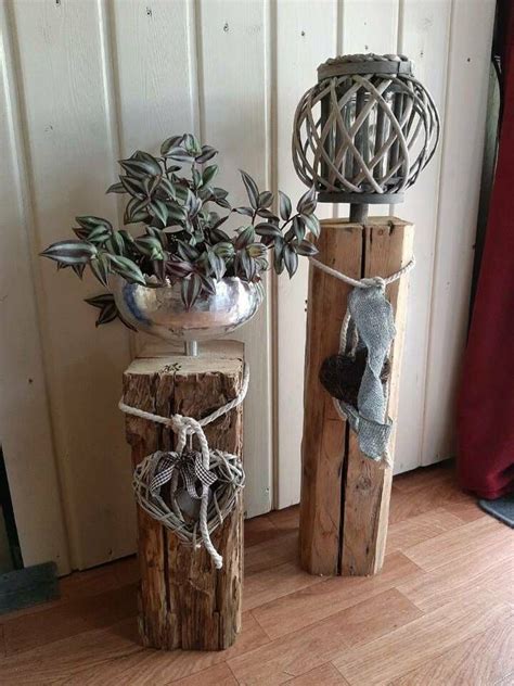 Dekosäulen aus holz (stern kann entfernt werden). Windlicht Blumenständer Holz Altholz Balken Schale Deko in ...