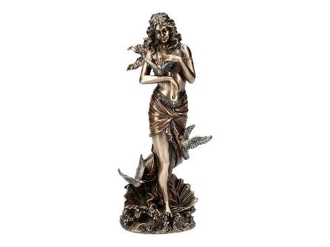 Aphrodite With Doves Standing On Sea Shell Greek Goddess Cold Cast Bronze Resin Statue