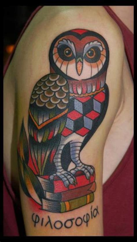 Shoulder Old School Owl Tattoo By Tattoo Blue Cat