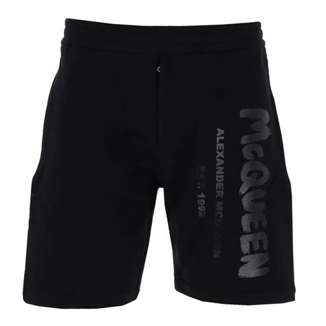 Alexander Mcqueen Blacked Out Logo Shorts Black Men From