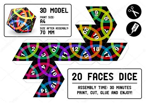 20 Sided Papercraft Dice Stock Vector By ©robolab 21442181