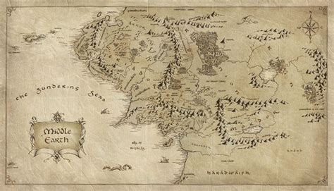 Map Of Jrr Tolkiens Middle Earth Lord Of The Rings 2017 Mapping