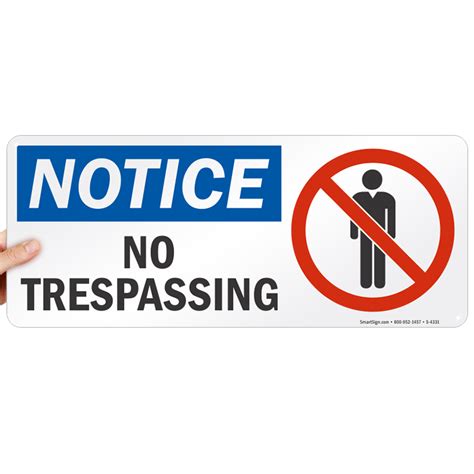 Notice No Trespassing Sign Horizontal Sku S 4331